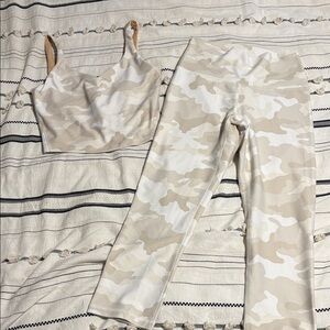 Old Navy Beige Camo Crop Top and Leggings